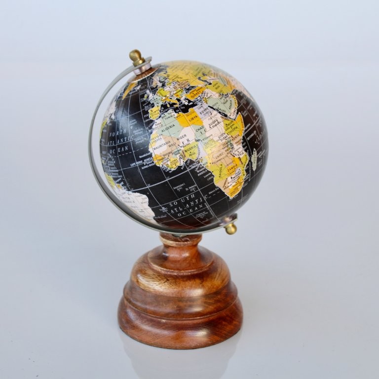 Small Black World Globe